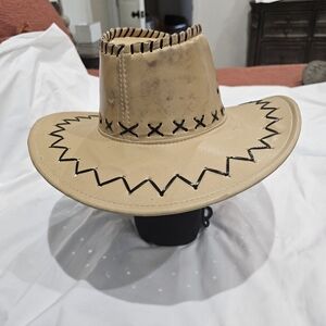 Tan Western Cowboy Hat with Black Stitching